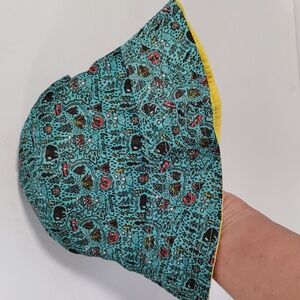 01547 Floppy Tops Kids blue reversible packable sun hat with case EUC